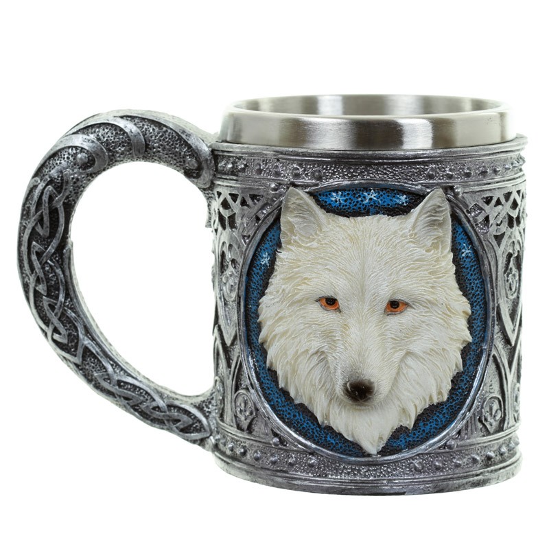 Decorative White Wolf Tankard