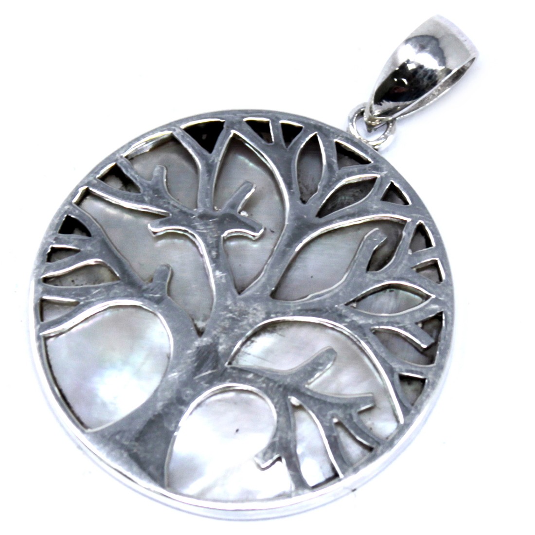 Tree of Life Silver Pendant 30mm Mother of Pearl