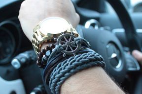 Mens Bracelet Sets - Green & Natural (asst)