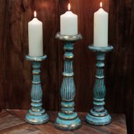 Small Candle Stand - Turquois Gold