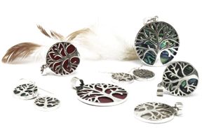 Tree of Life Silver Earrings 15mm - Abalone