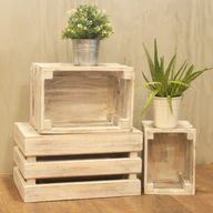 Wooden Storage Crates – Whitewash (Set of 3)