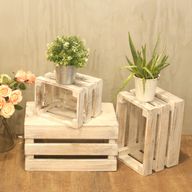 Wooden Storage Crates – Whitewash (Set of 3)