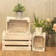 Wooden Storage Crates – Whitewash (Set of 3)