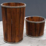 Large Wooden Storage Tub – Brown