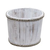 Small Wooden Storage Tub – Whitewash
