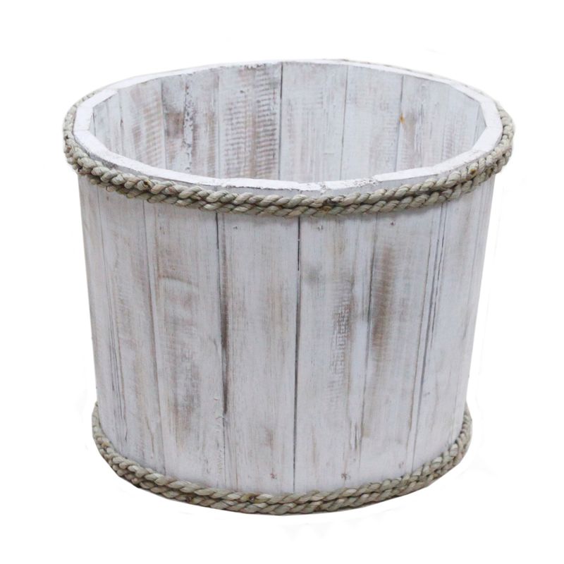 Small Wooden Storage Tub – Whitewash