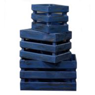 Wooden Storage Crates – Bluewash (Set of 3)
