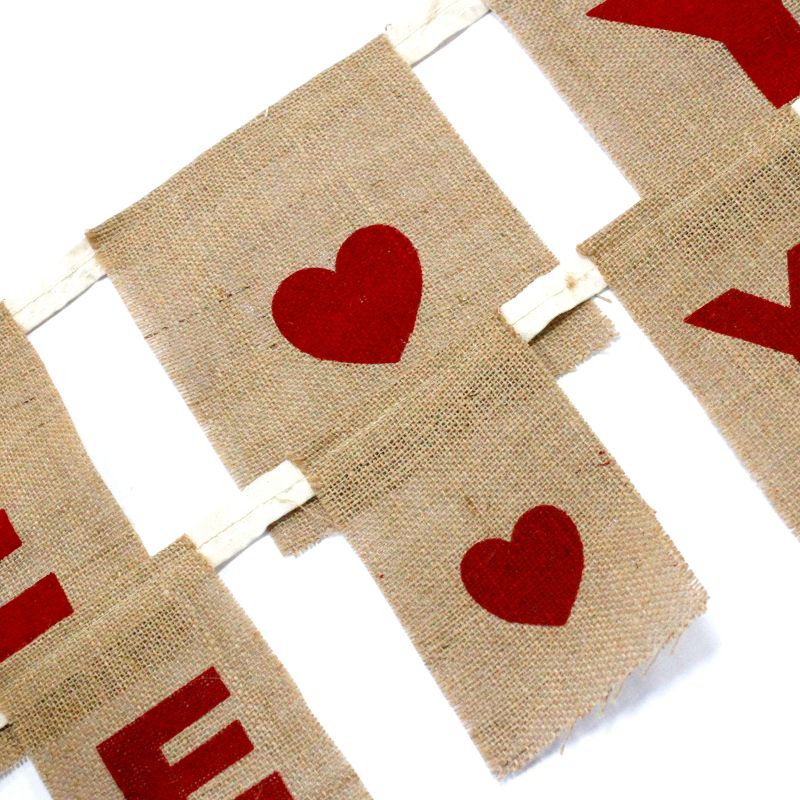 Natural Bunting I LOVE YOU (large with hearts)