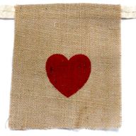Natural Bunting I LOVE YOU (large with hearts)