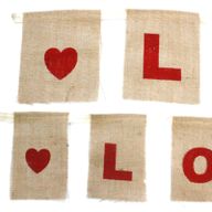 Natural Bunting I LOVE YOU (large with hearts)