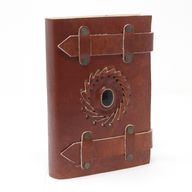 Leather Black Onyx with Belts Notebook (6x4")