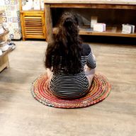 Round Jute and Recycled Cotton Rug - 90 cm