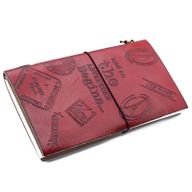 Handmade Leather Journal- The Adventure Begins - Red - (80 pages)