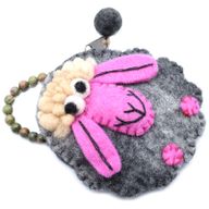 Natural Felt Zipper Pouches - Happy Sheep
