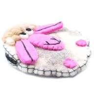 Natural Felt Zipper Pouches - Happy Sheep