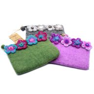 Natural Felt Zipper Pouches - Four Flowers
