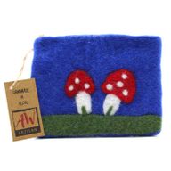 Natural Felt Zipper Pouches - Mystic Mushrooms