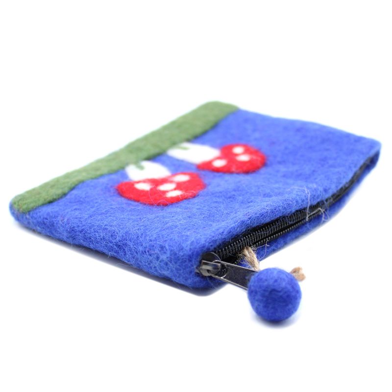 Natural Felt Zipper Pouches - Mystic Mushrooms