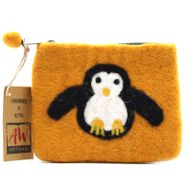 Natural Felt Zipper Pouches - Cute Penguin