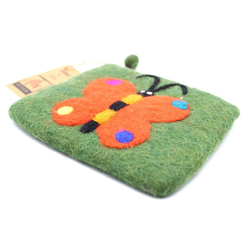 Natural Felt Zipper Pouches - Big Butterfly