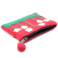 Natural Felt Zipper Pouches - Flower Garden