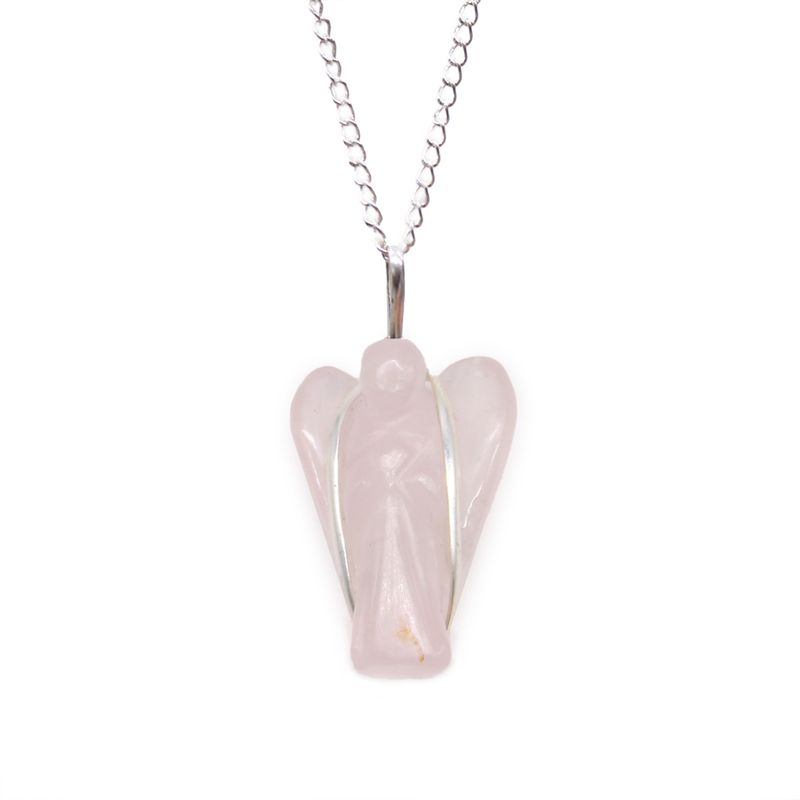 Gemstone Guardian Angel Pendant - Rose Quartz