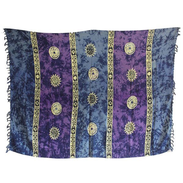 Bali Celtic Sarongs - Lucky Coins - Purple + Teal