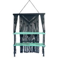 Black Macrame Hanging Shelves - Turquoise