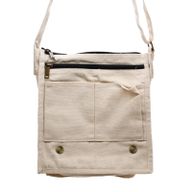 Cotton Canvas Messenger Bag - Natural and Soft Jute