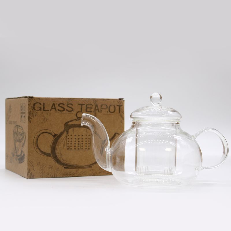 Glass Infuser Teapot - Gift Boxed - Round Pearl - 800ml