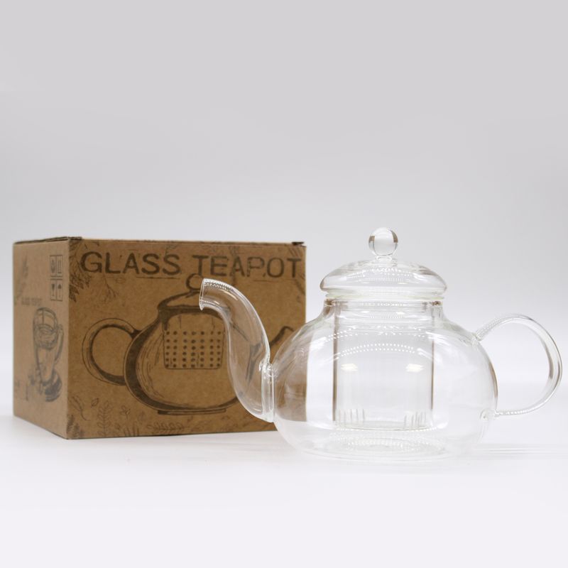 Glass Infuser Teapot - Gift Boxed - Round Pearl - 800ml