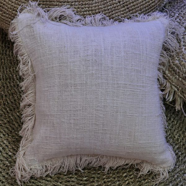 Linen Cushion Cover 60x60cm with fringe