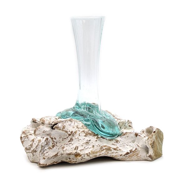 Molten Glass on Whitewash Wood - Vase - Medium