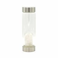 Crystal Infused Glass Water Bottle - Cleansing Clear Quartz - Chips