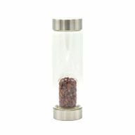Crystal Infused Glass Water Bottle - Invigorating Red Jasper - Chips