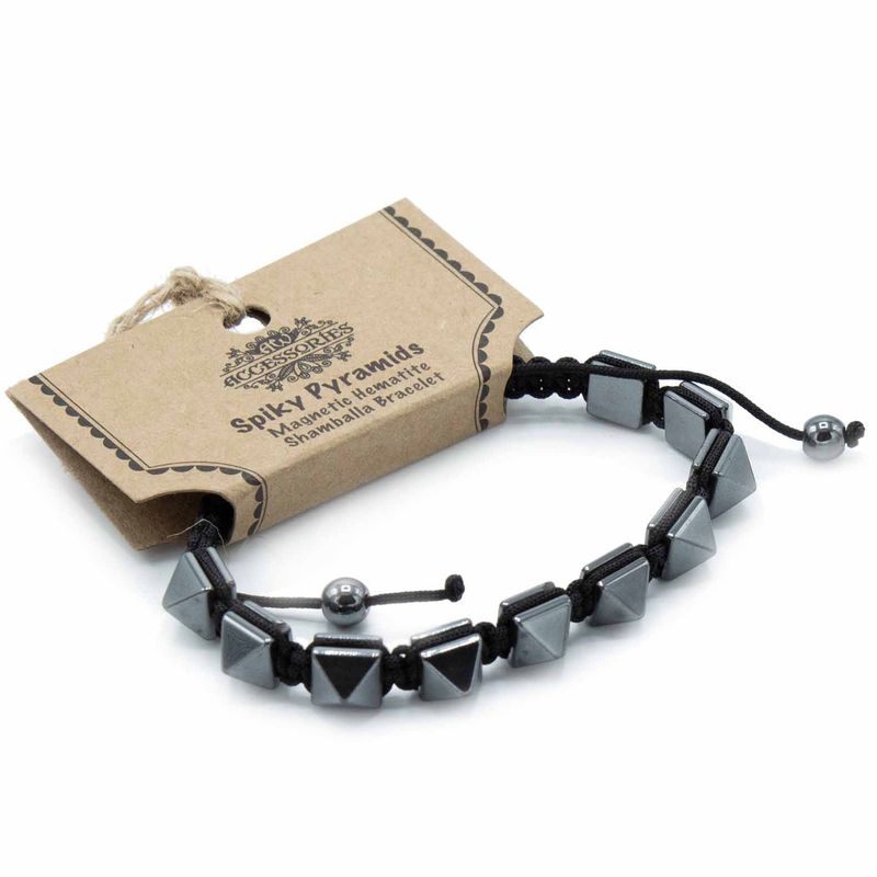 Magnetic Hematite Shamballa Bracelet - Spiky Pyramids