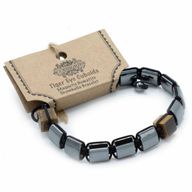 Magnetic Hematite Shamballa Bracelet - Tiger Eye Cuboids