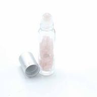 Gemstone Essential Oil Roller Bottle - Rose Quartz - Silver Cap
