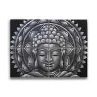 Set of 4 Grey Buddha Mandala Brocade Detail 30x40cm