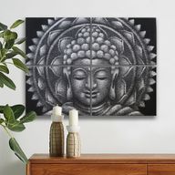 Set of 4 Grey Buddha Mandala Brocade Detail 30x40cm