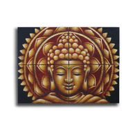 Set of 4 Gold Buddha Mandala Brocade Detail 30x40cm