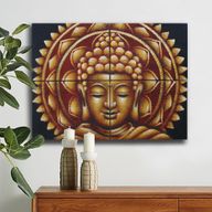 Set of 4 Gold Buddha Mandala Brocade Detail 30x40cm