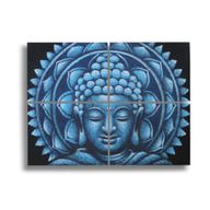Set of 4 Blue Buddha Mandala Brocade Detail 30x40cm