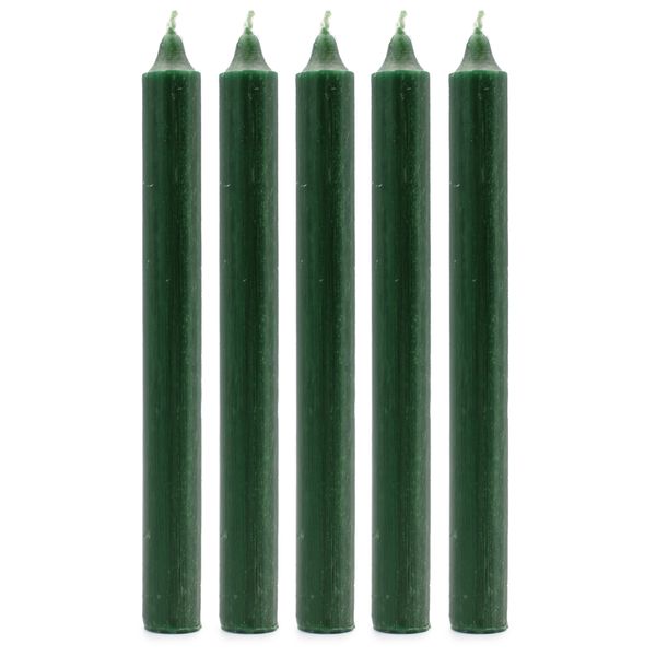 Solid Colour Dinner Candle Set - Pack of 21 - Rustic Holly Green