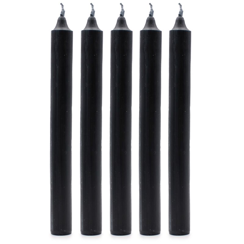 Solid Colour Dinner Candle Set - Pack of 21 - Rustic Black