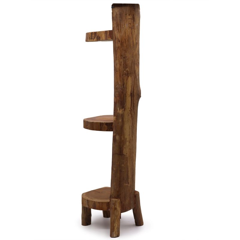 Natural Teak Log Shelve Display 3 Shelves 100cm high