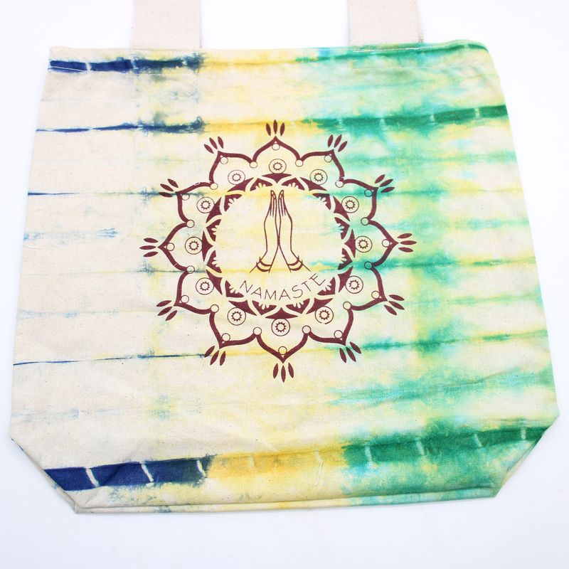 Tye-Dye Cotton Bag (6oz) - 38x42x12cm - Namaste Hands - Multi - Natural Handle