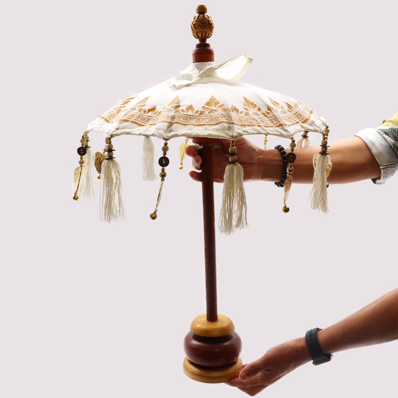 Bali Home Decor Parasol - Canvas - Gold Decor- 40cm