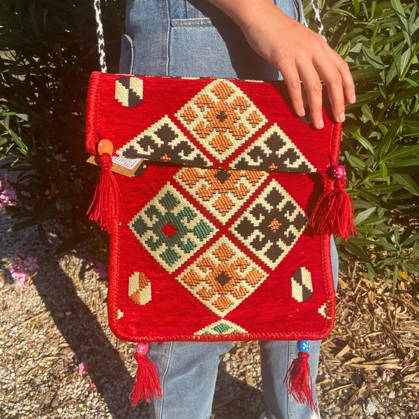 Red Kilim Messenger Festival Bag